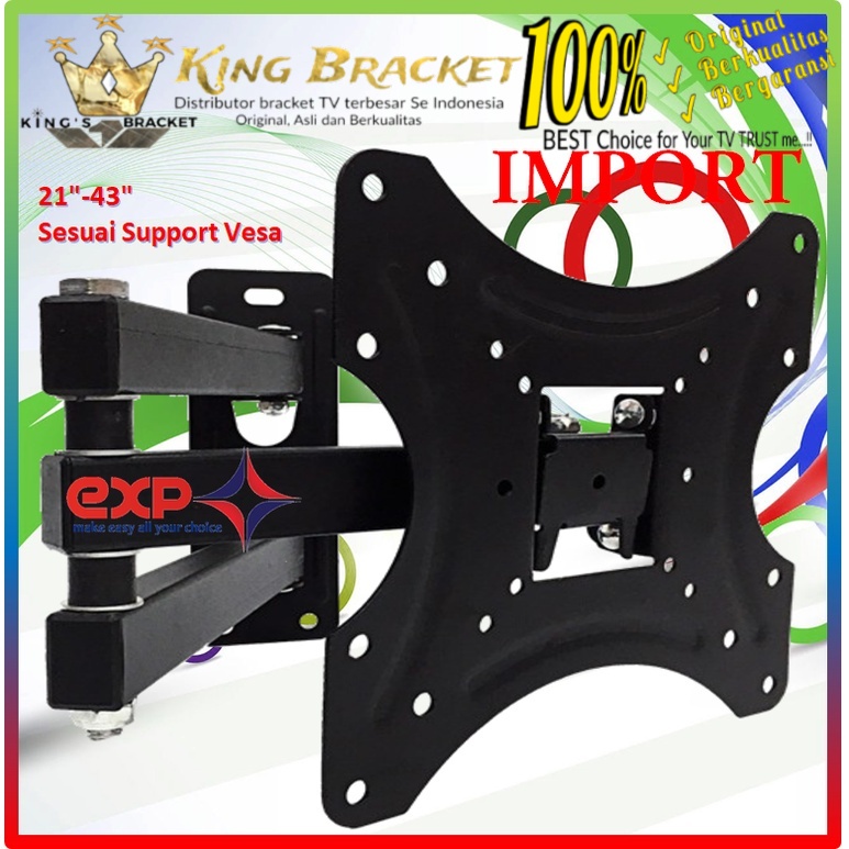 Bracket TV CHANGHONG 14 s/d 43 inch 6 ARAH FULL BESI SUPER KOKOH GARANSI 100% ORI