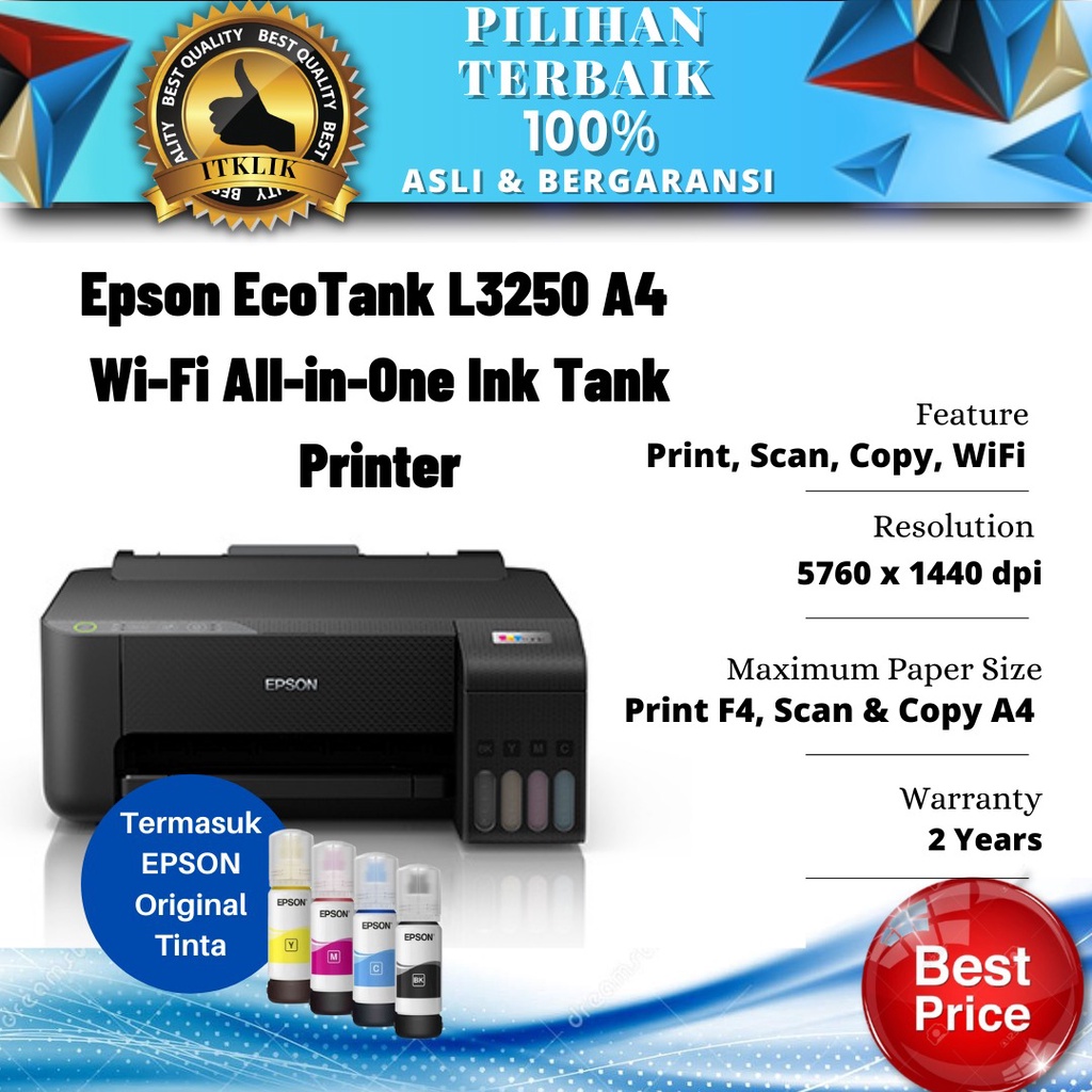 Epson Printer L3250 Print, Scan, Copy - Wifi