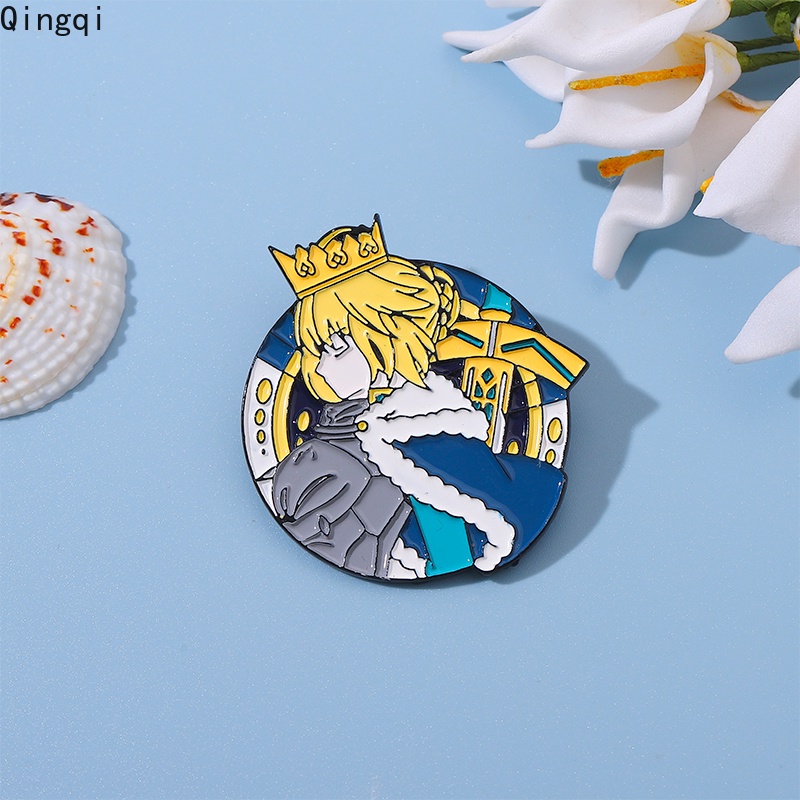 Bros Pin Enamel Desain Kartun Game The Holy Grail War Fate Stay Night Saber King Untuk Fans