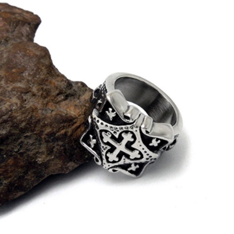 SEUSUK  Vintage Fashion Punk High Quality Crusaders Religious Jesus Christ Ring Jewelry