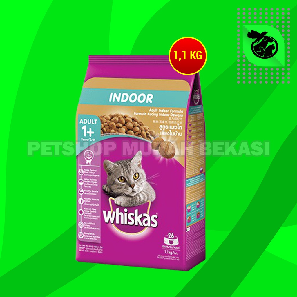 Jual Whiskas Makanan Kucing Rumahan Indoor Adult Dewasa Dry Food 1.1 KG