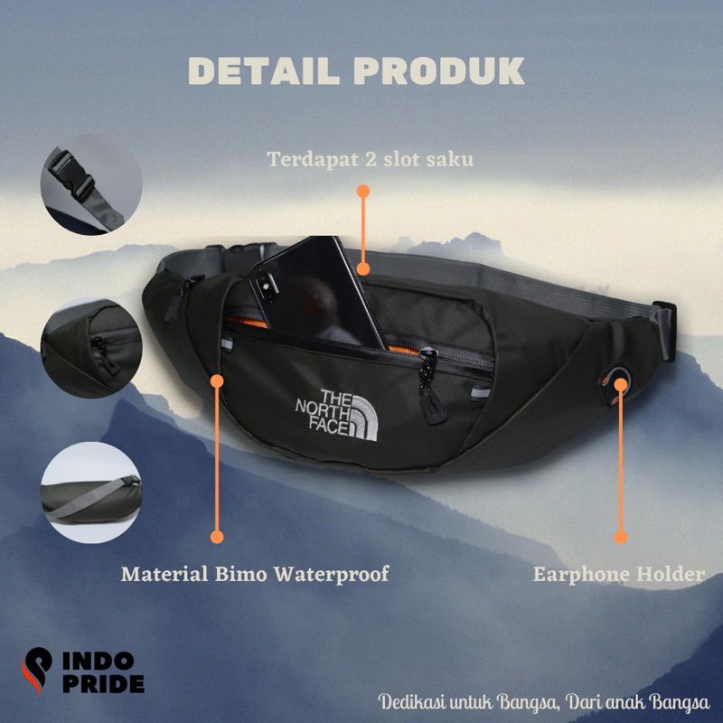 Tas Pinggang TNF Pria Waterproof Waist Bag Hezel Pria Anti Air Anti Sobek