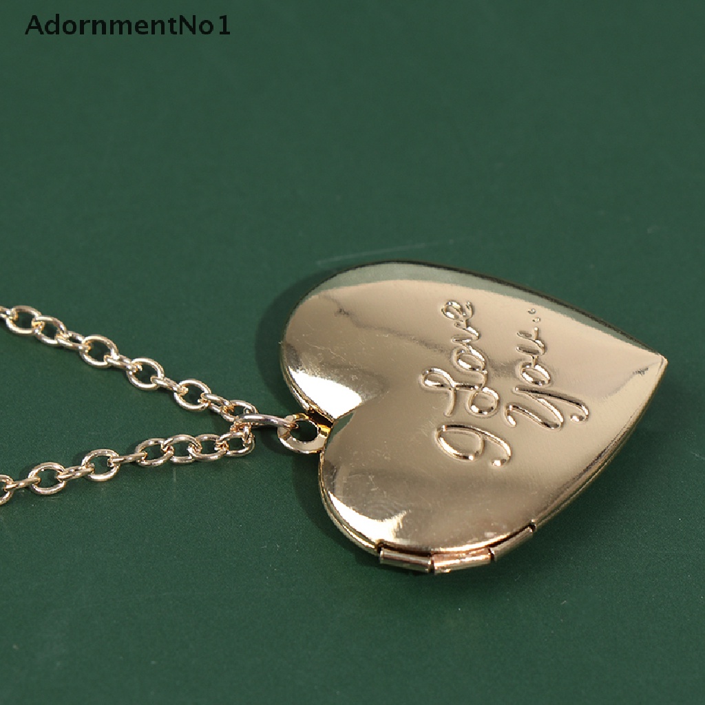 (AdornmentNo1) Kalung Rantai Dengan Liontin Locket Foto Bentuk Hati Untuk Wanita