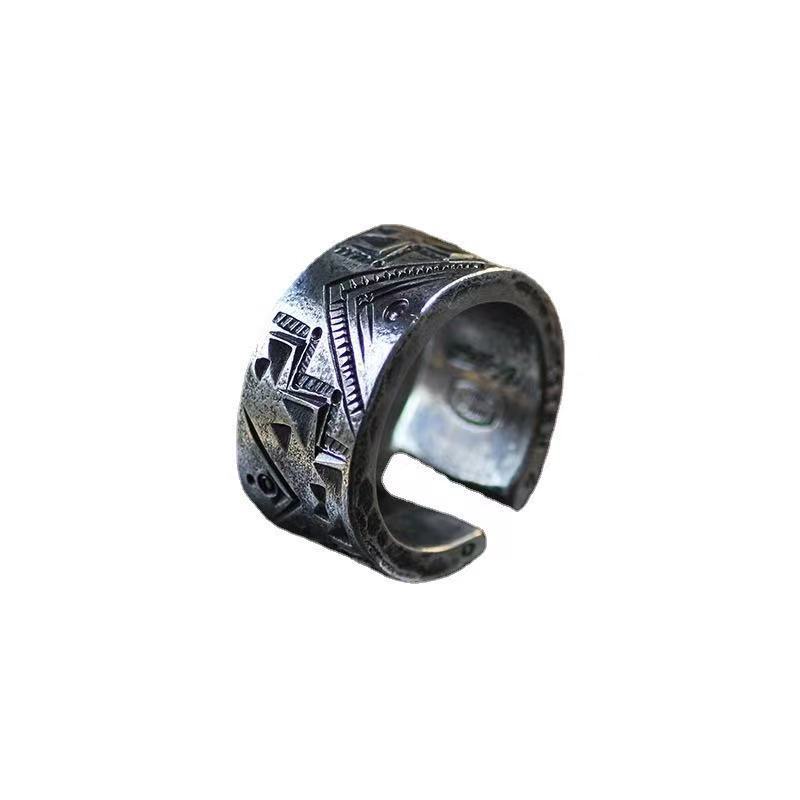 Cincin Totem Chiseled Gaya Indian Vintage Untuk Wanita