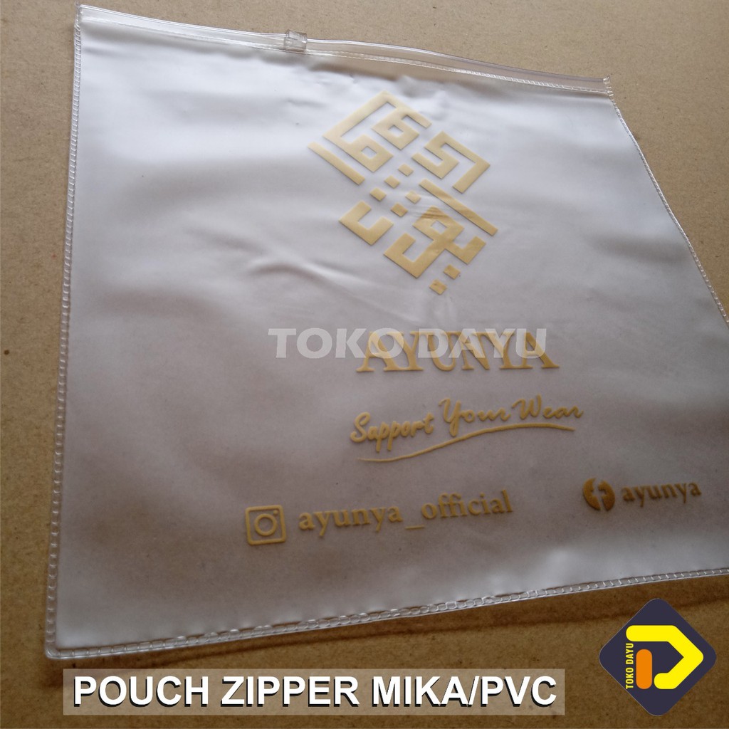 plastik zipper mika pvc pouch baju/gamis/celana sablon 27x30/30x30/30x35/30x38/30x40