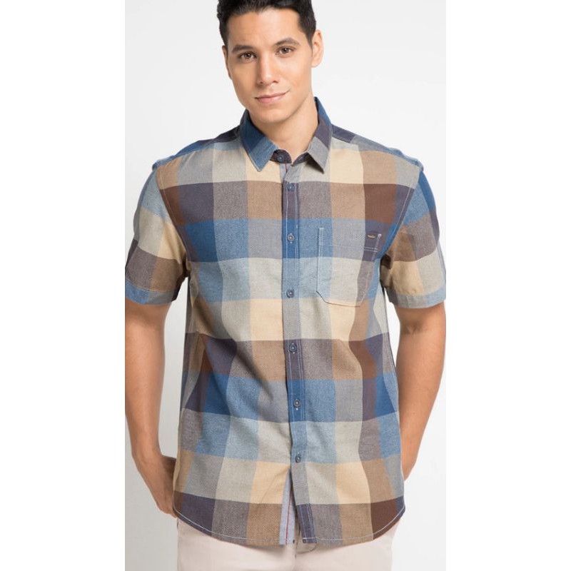 Watchout Casual Kemeja Original 100% - Kemeja Motif Kotak - Kemeja Lengan Pendek Pria