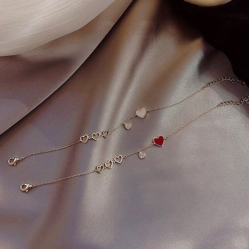 Gelang Kaki / Tangan Model Love Merah Dan Putih Rantai