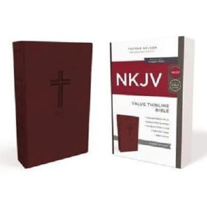 NKJV, Value Thinline Bible, Leathersoft, Burgundy, Red Letter Edition