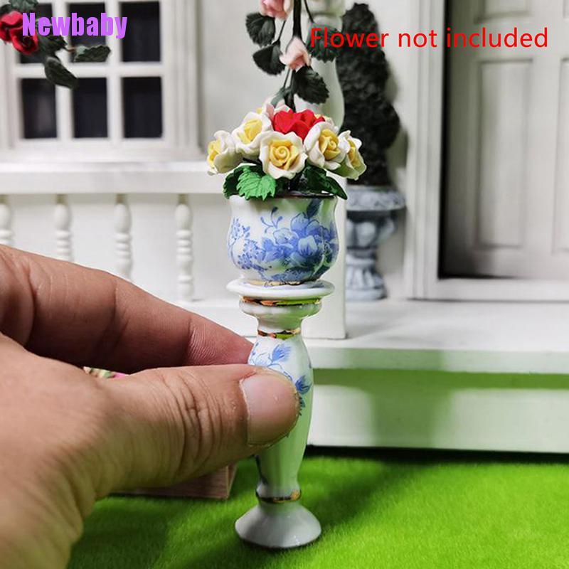 (Newbaby) Miniatur Pot Bunga Keramik Skala 1: 12 Untuk Dekorasi Taman Rumah Boneka DIY