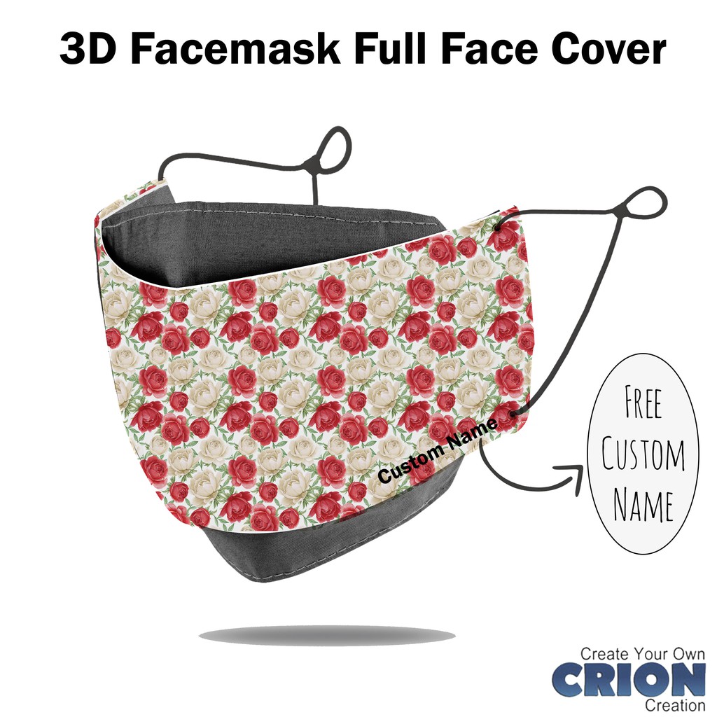 Crion - Masker 3d Full Face Cover Flower Series - antibacterial