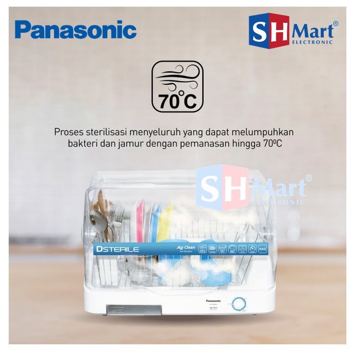 DISH DRYER PANASONIC WITH ANTI BACTERIA DSTERILE STERILIZER FD-S03S21 FDS03S21 NEW PENGERING PIRING