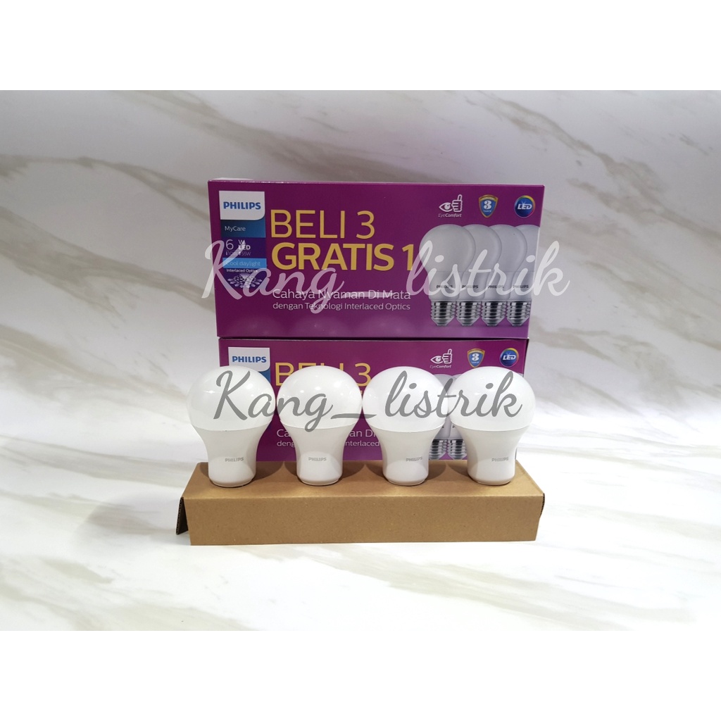 Lampu LED Paket PHILIPS 6 Watt Mycare Multipack