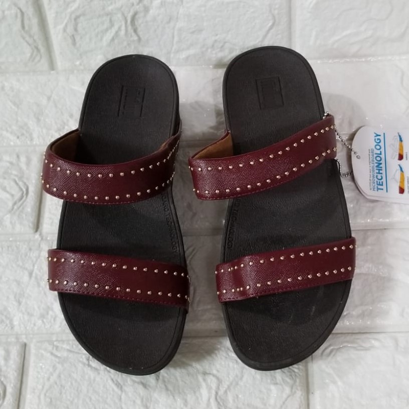 Fitflop / Sandal Fitflop / Sandal Wanita / Fitflop Selop / Fitflop Leather Slide / Sandal Kulit