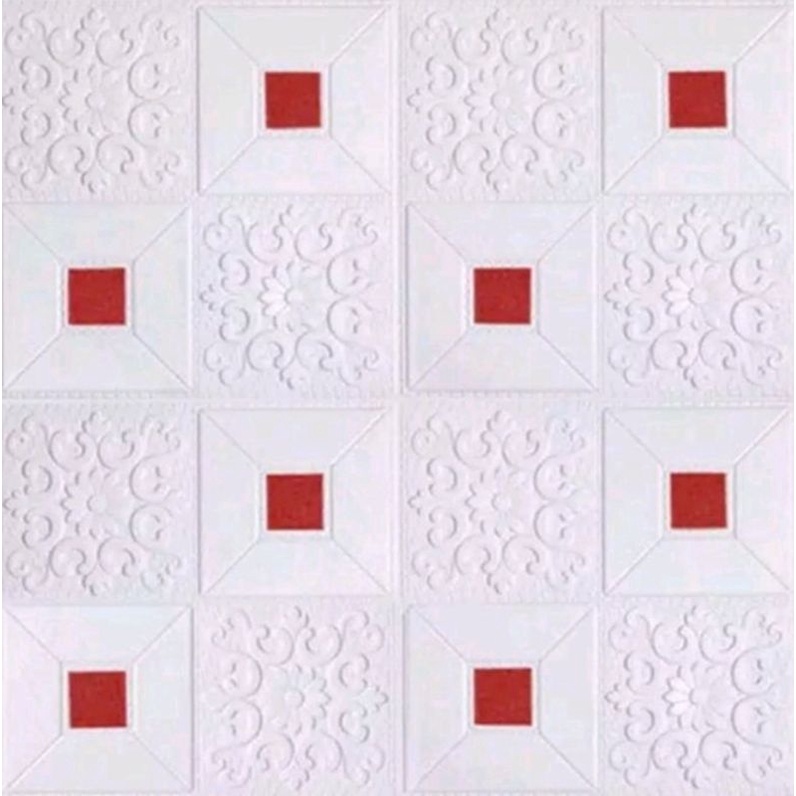 Brickfoam batik 3d 70x70cm Tebal 3mm-Batik + stiker merah