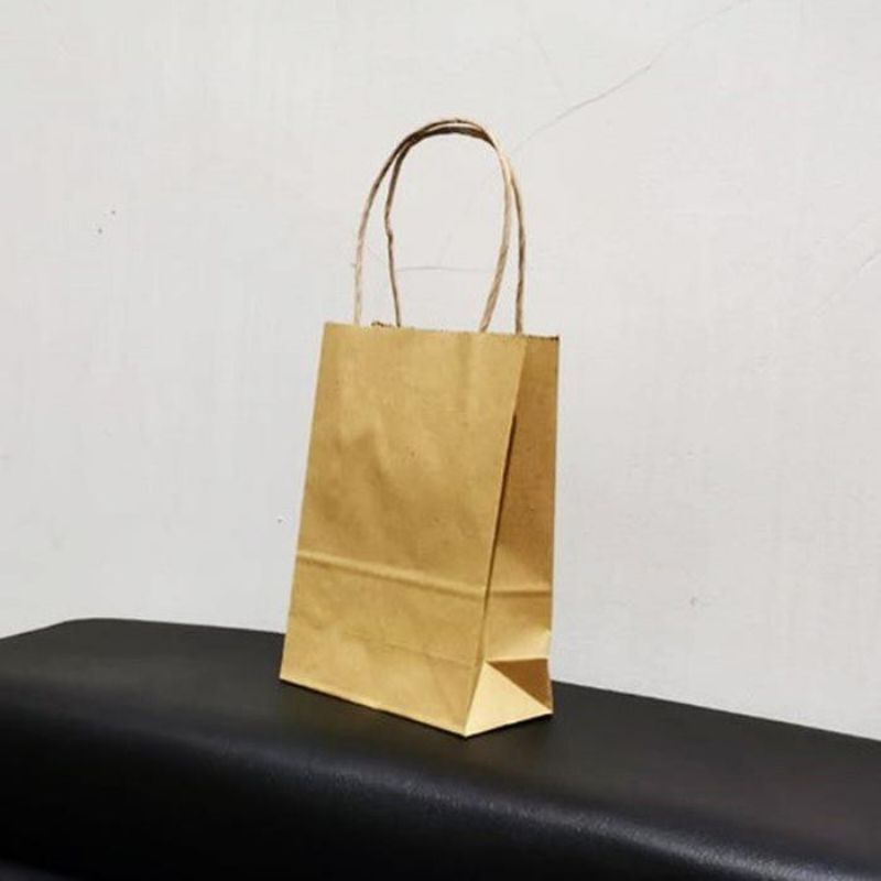 

25 PCS PAPER BAG 14x6x19 cm + TALI COKLAT POLOS /KANTONG KERTAS 14x6x19 cm TALI COKLAT POLOS