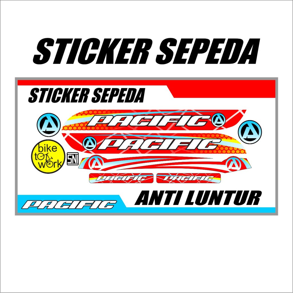 STICKER SEPEDA PACIFIC MERAH