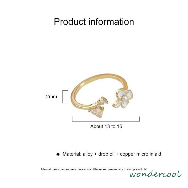 Cincin Bunga Sederhana Lembut Manis Kecantikan Temperamen Cincin Pembuka Glossy-Won