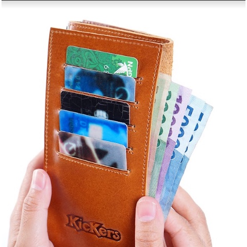 Dompet Kulit Wanita Dompet Panjang Kartu Pria Wanita Kickers DF00 Lipat Kulit Sapi Asli Original Dompet Panjang Pria Genuine Leather