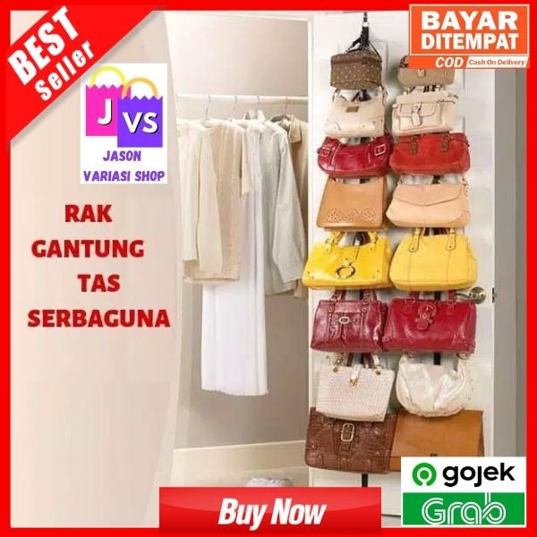 Bag Rak Organizer Tempat Penyimpanan Tas Pakaian Topi Serbaguna Rak Gantung Tas