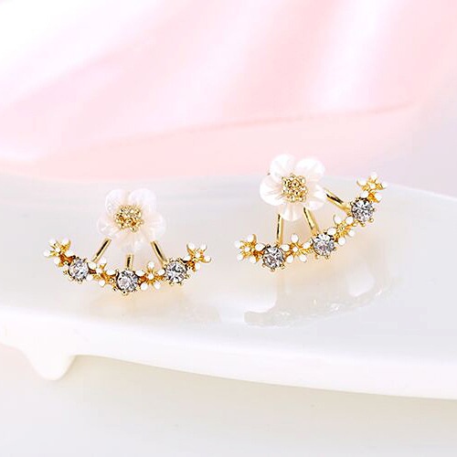 Sterling silver jarum gaya Korea little Daisy stud anting-anting bunga anting-anting