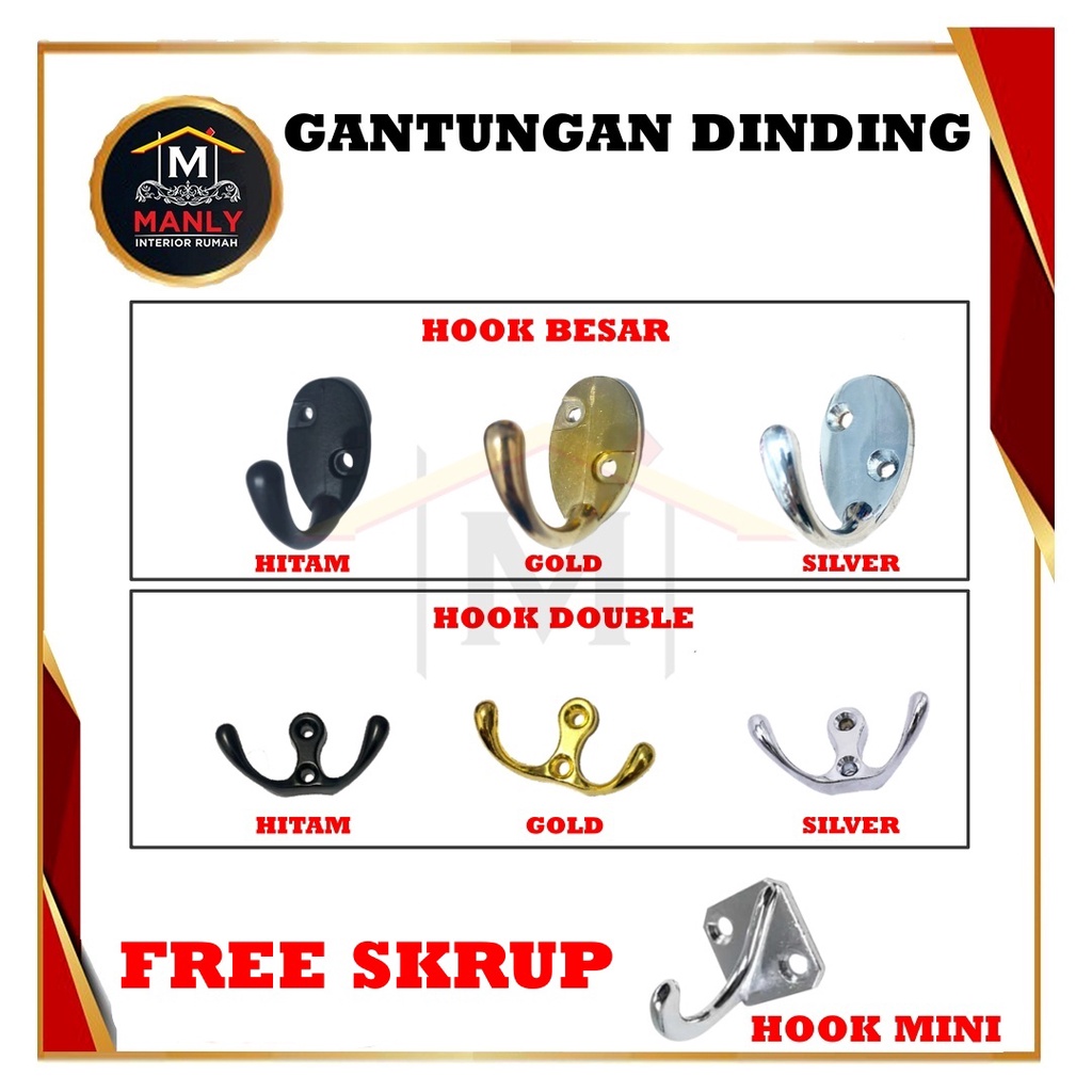 Kapstok W-Hook Singel 2 Kait / Hook Capstock Cantolan Gantungan Baju / S-Hook Sling Cantolan Murah