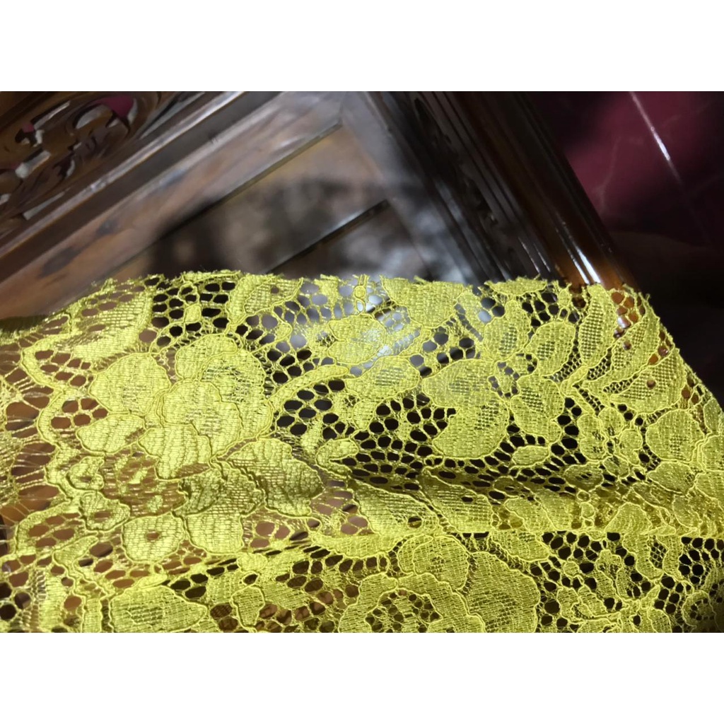 Kain Kebaya 2 x 1,5 Meter Warna Hijau Olive Bahan Brokat Semi Prancis Perancis Murah
