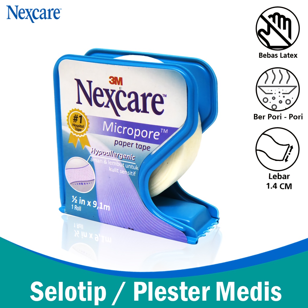

3M Nexcare Plester Kertas Medis 1.4 CM 1 Roll 0.5 IN x 9.1 M Micropore Surgical Paper Tape