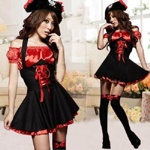 Kostum Kostum Bajak Laut Sexy + Topi Cosplay Costume Captain Pesta Halloween