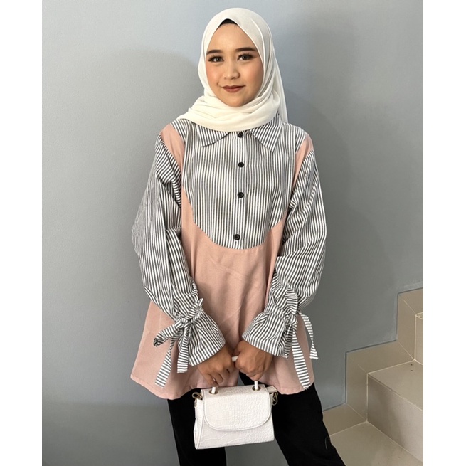 FLOLIA BLOUSE KOREAN STYLE_BLOUSE JUMBO S M L XL XXL XXXL 5L-3