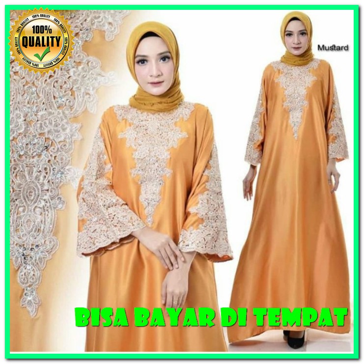 Gamis Nibras Terbaru 2021 Gamis Nibras Wanita Promo Diskon Syari  TL157 Kaftan Bordir SatinKaftan