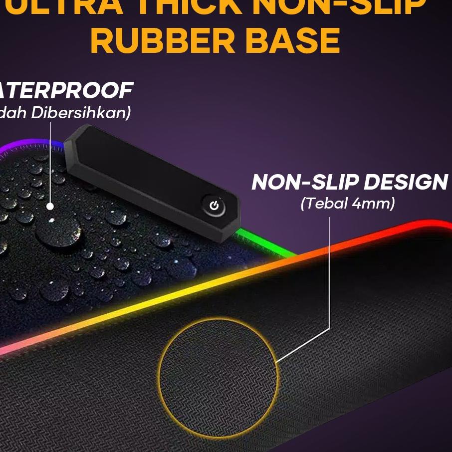 New Product|SQ11|ISKU Mouse Pad Gaming LED RGB XL/Desk Mat Anti Slip high precision ukuran besar/Ala