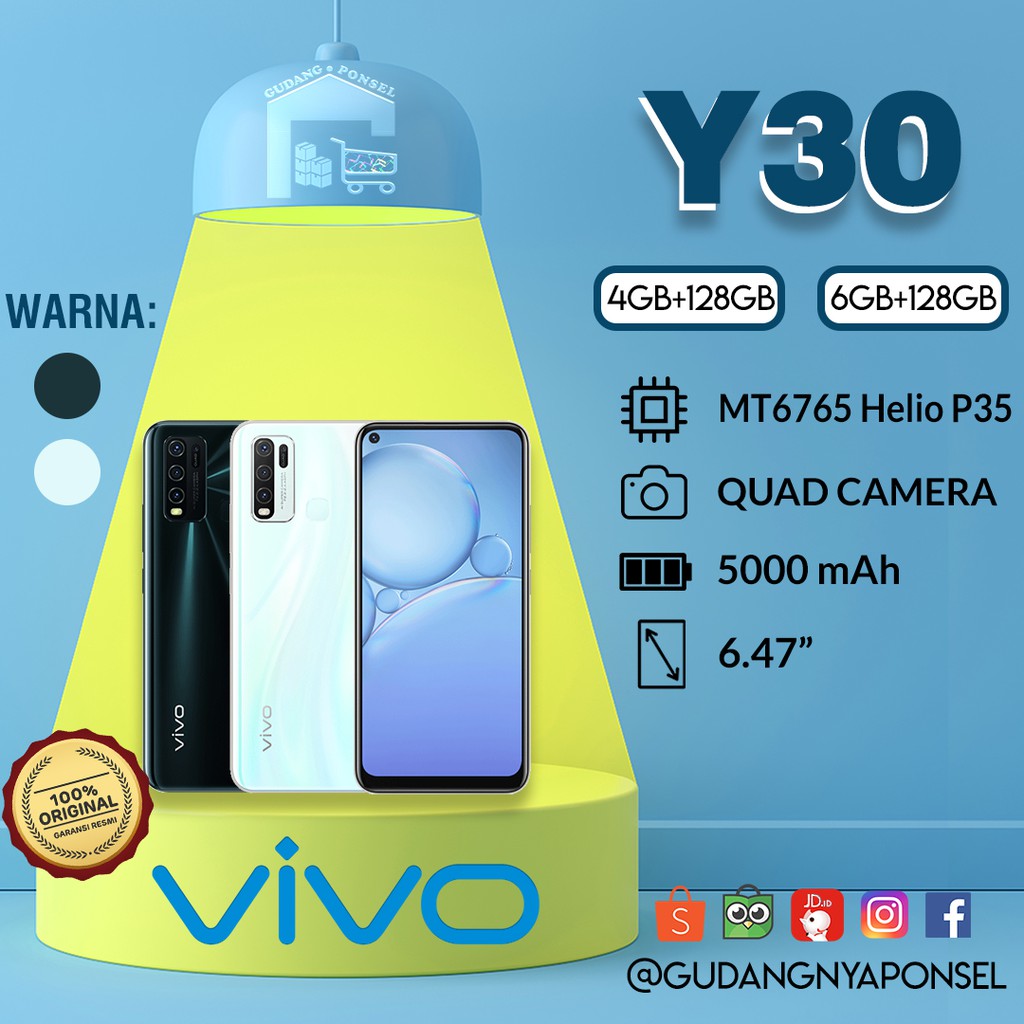 [100% RESMI] VIVO Y30 — 4GB/128GB &amp; 6GB/128GB