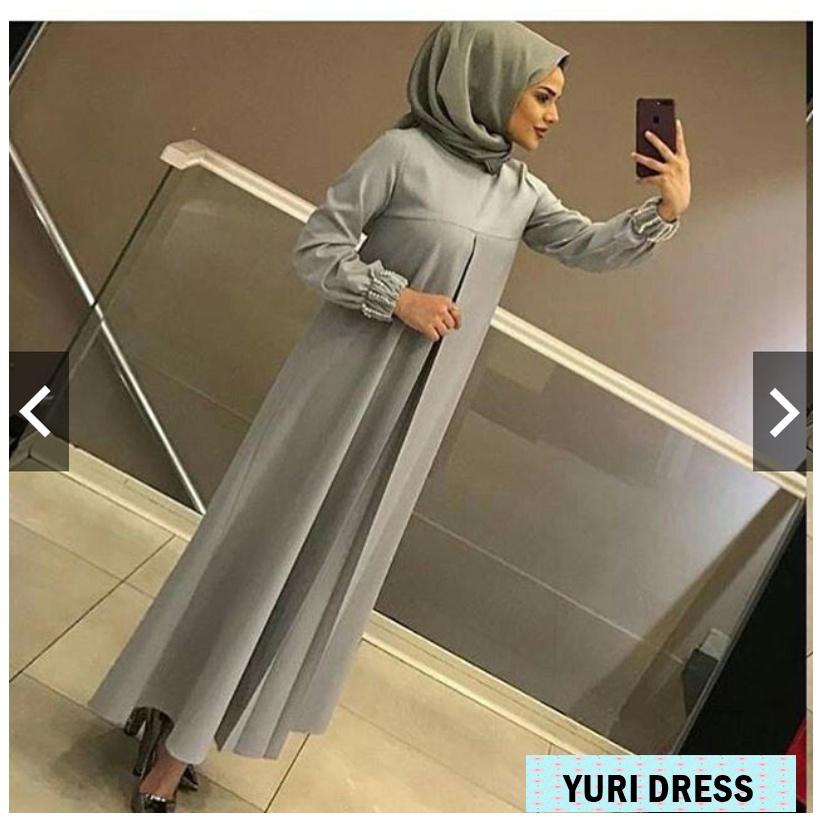 YURI DRESS KAIN BALOTELLY GAMIS SIMPLE MODEL TERBARU Gamis Wanita Gaun Muslim Polos Gamis Simple Cas