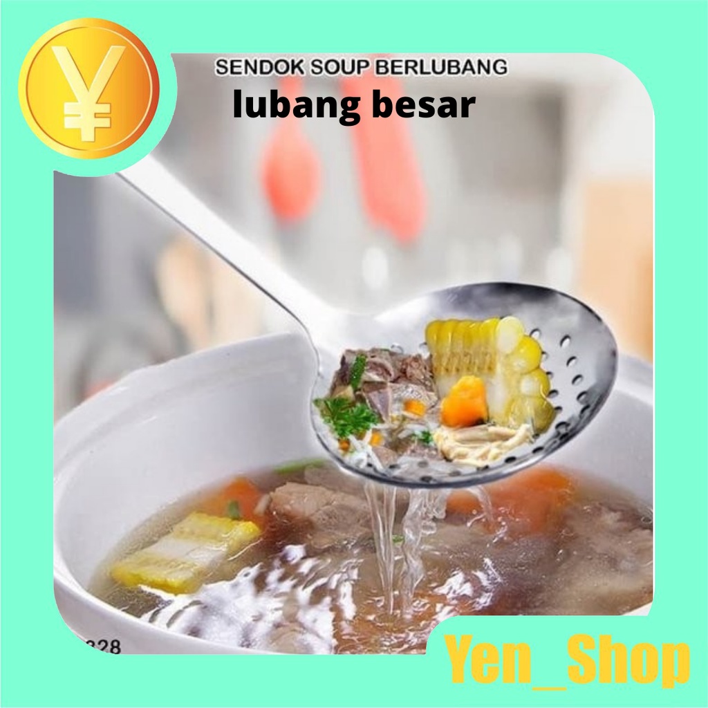 HHD-328 SOUP LUBANG BESAR sendok saring masak mie centong lubang stainless