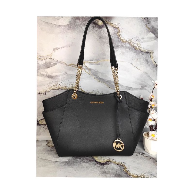 MK Jet Set Travel LG Chain Shldr Tote Black