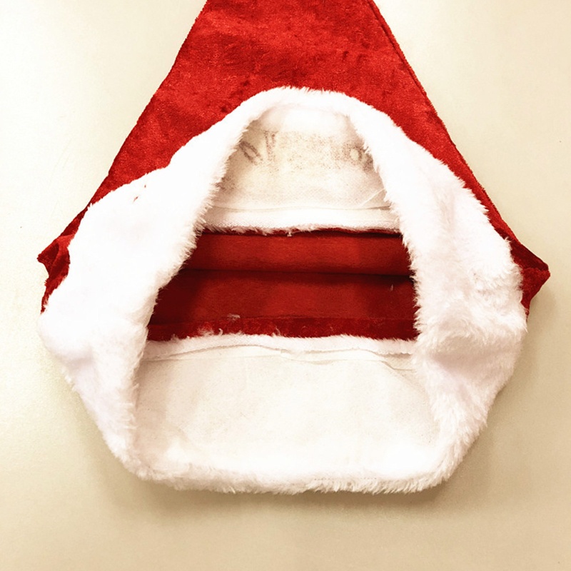 Topi Santa Bahan Plush Velvet Warna Merah Putih Untuk Pesta Natal