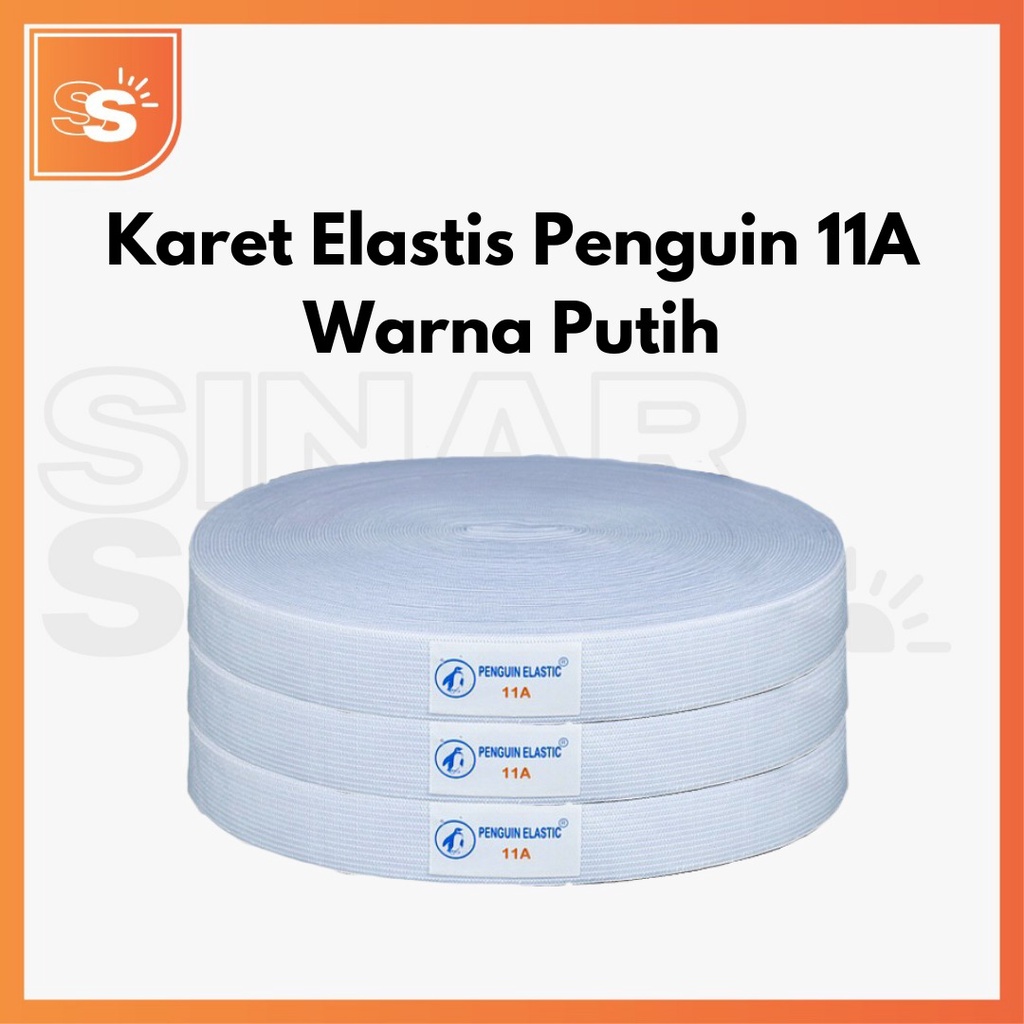 Karet Elastis Penguin 11A Ukuran 2,5cm Warna Putih