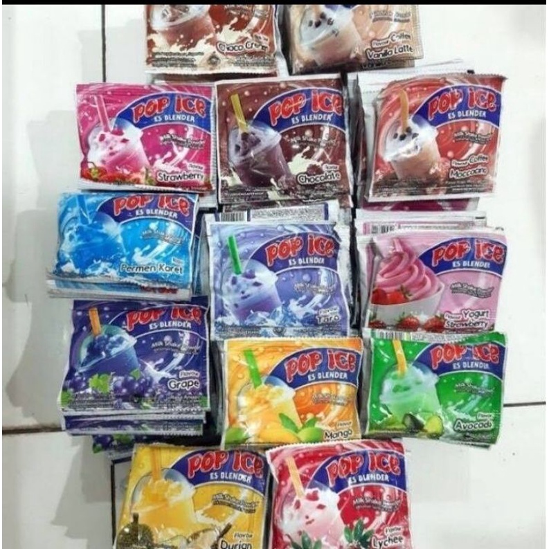 

Pop Ice 1 Renceng isi 10 sachet. bervarian rasa 25g