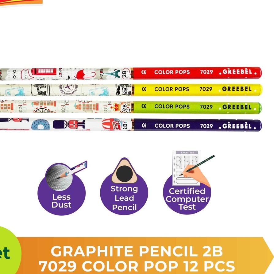 

Hot Sale - GREEBEL GRAPHITE PENCIL 2B 7029 COLOR POP 12 PCS 케