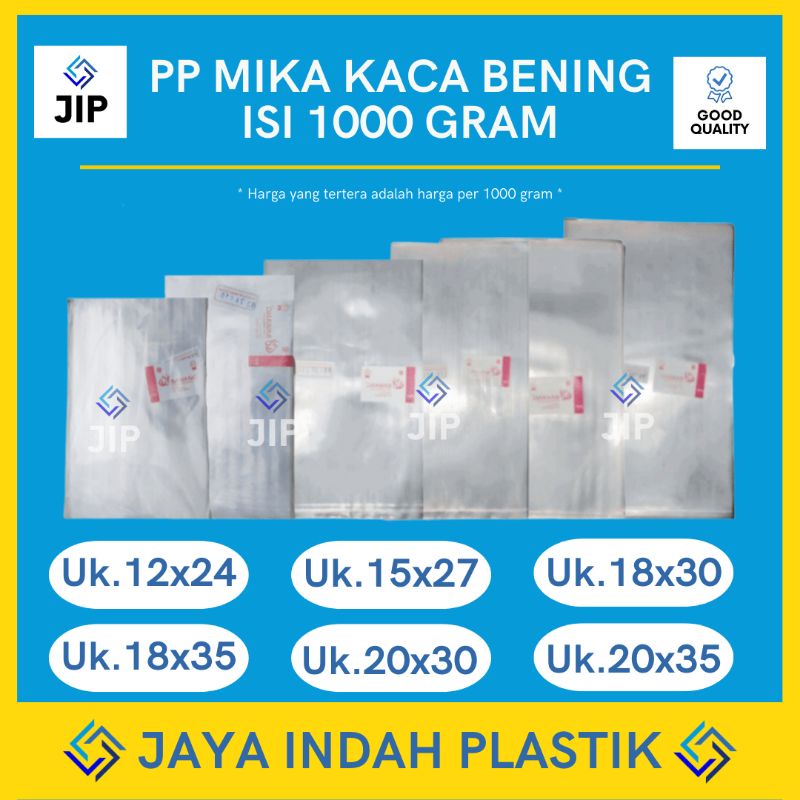 Plastik pp kaca / mika tebal 0,10 / Plastik pp bening tebal 0,10 isi 1000gram