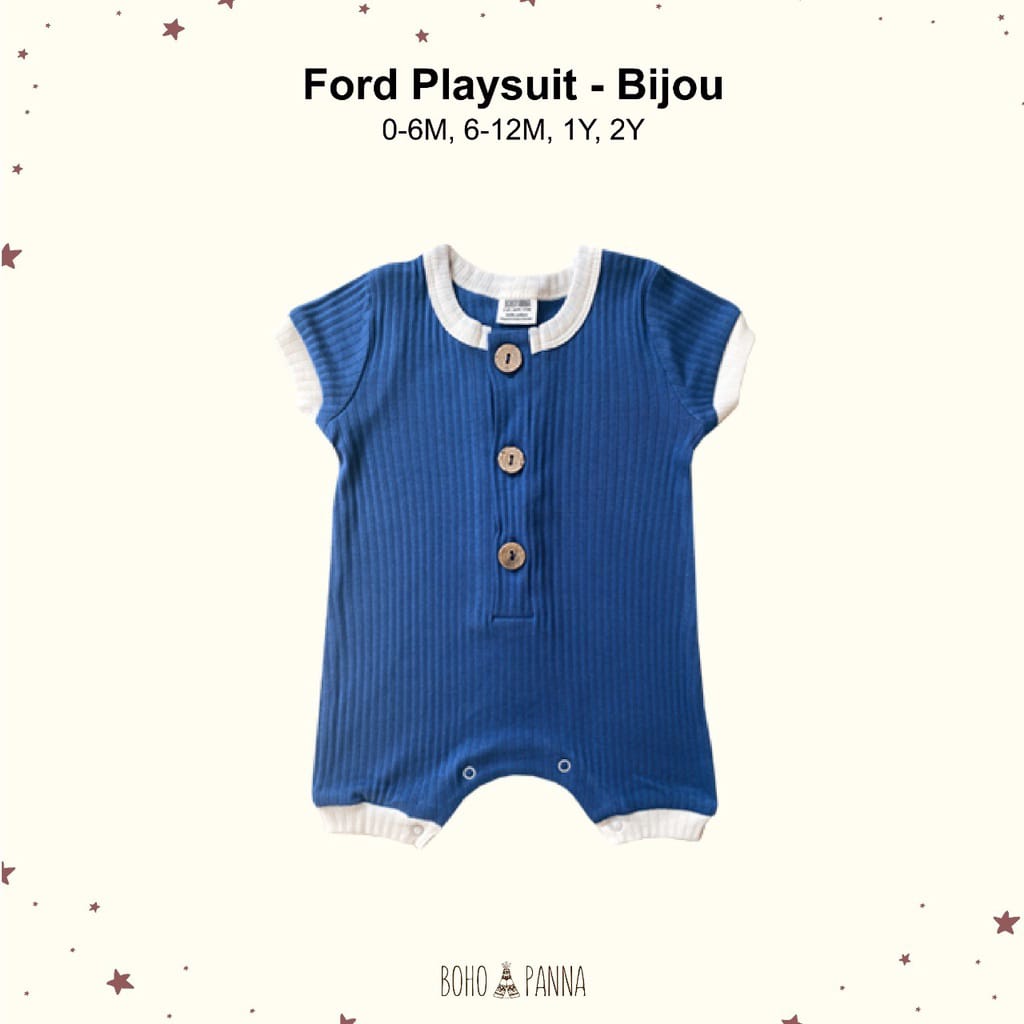 Bohopanna Ford Playsuit Lengan Pendek Romper Anak Polos Cotton Unisex