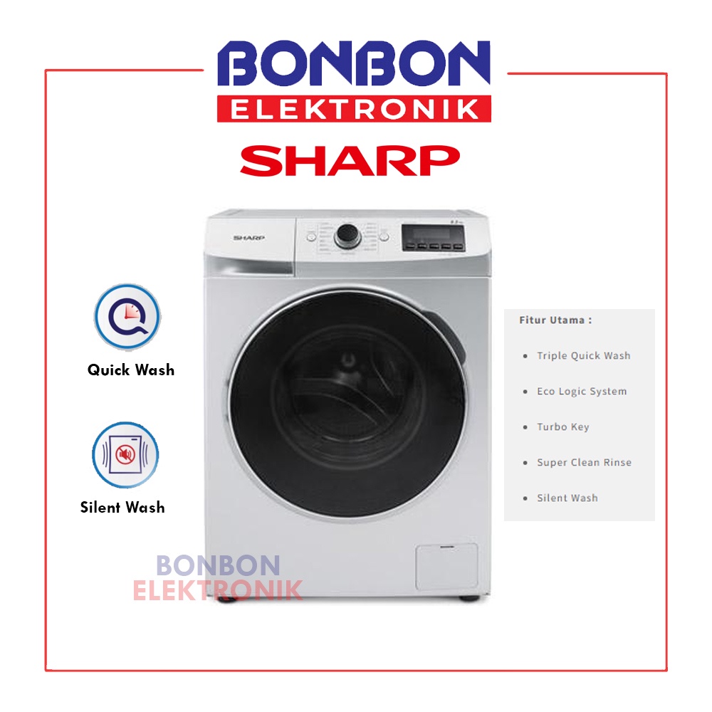 Sharp Mesin Cuci Front Loading 7KG ES-FL1073W / 7 KG ESFL 1073 W