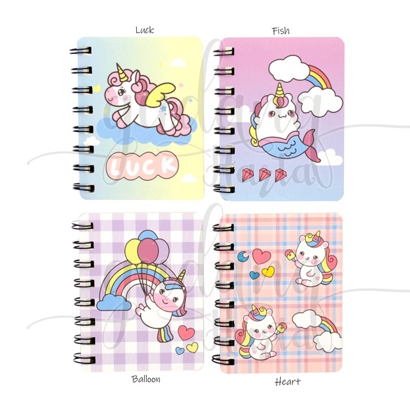 Notebook A7 Spiral Rainbow Unicorn Buku Mini Pelangi Unicorn GH 308508