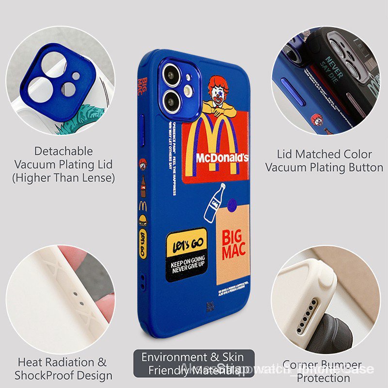 Mcdonald s/Starbuck s iPhone case side 3D bahan TPU cocok untuk Iphone 12 Pro Max7 8 Plus Se2 Xr X Xs 11 Promax + 14 Pro Max 14 Plus