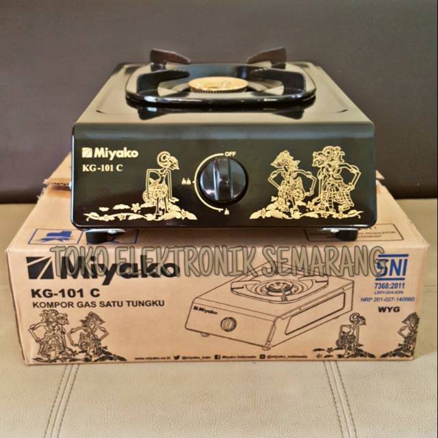 MIYAKO KOMPOR GAS 1 TUNGKU KG 101 C DENGAN BURNER KUNINGAN MOTIF BUNGA / WAYANG