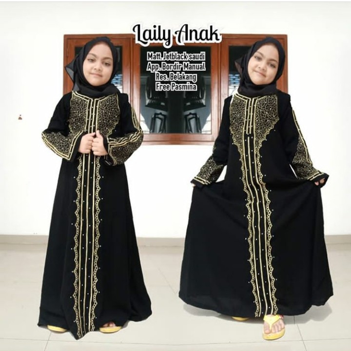 abaya anak laily-fashion anak-gamis kapel-anak-muslim kids-fashion kids-pakaian gamis-pakaian couple