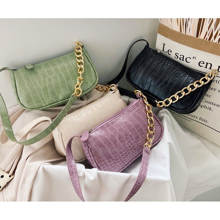 Amadela Story - Shoulder Bag Wanita Tas Bahu Wanita Tas Korea Fashion Import Tas Rantai Croco