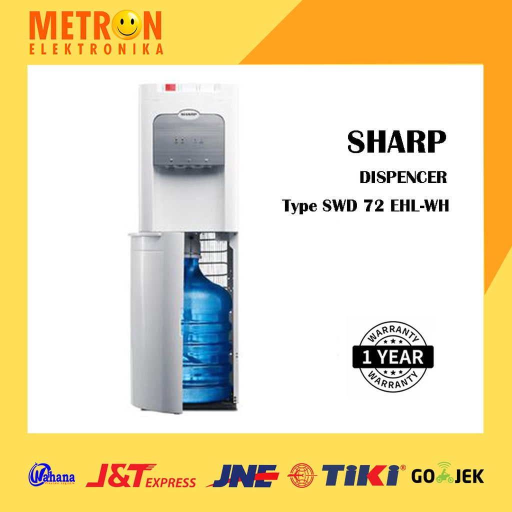 SHARP SWD 72 EHL WH / WHITE DISPENCER HOT COOK COLD / 4 LED INDICATOR / GALON BAWAH / SWD72EHLWH