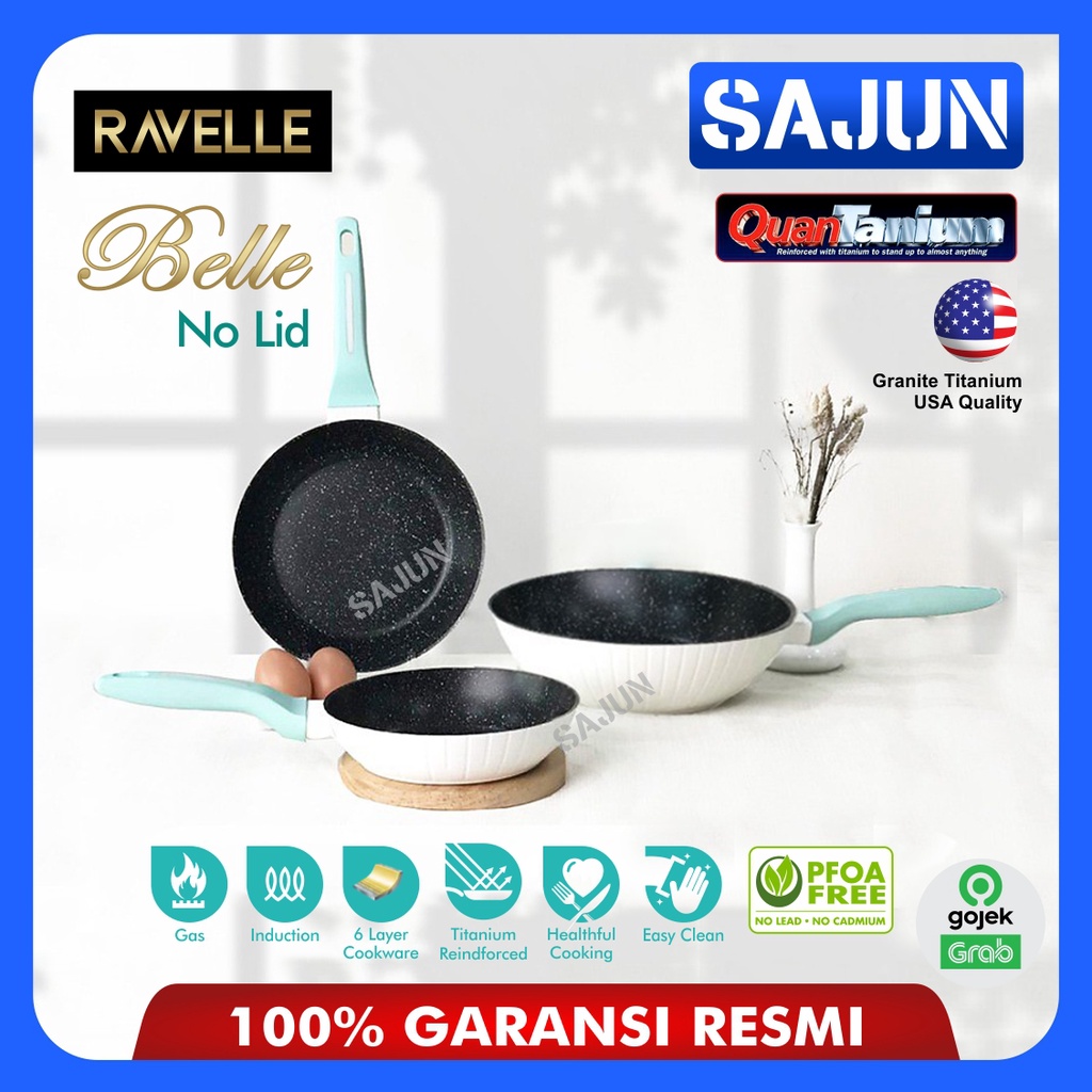 RAVELLE BELLE Panci Set of 3 Panci Masak Anti Lengket Cookware Set