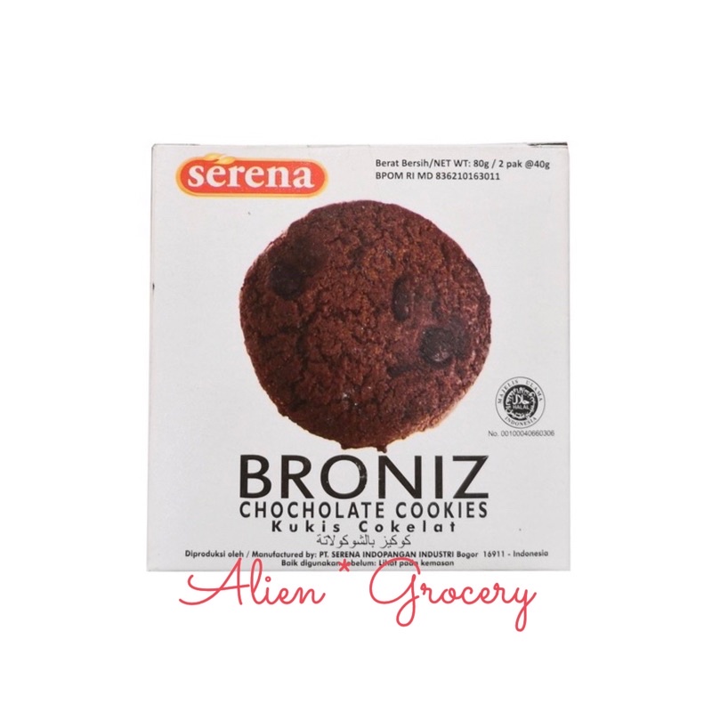 Serena Monde Broniz Brownies Chocolate Cookies Choco Chips 80gr